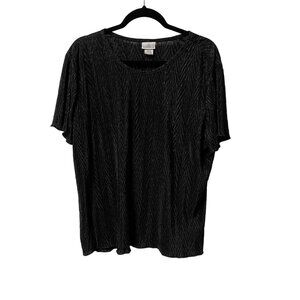 JACLYN SMITH BLOUSE TEXTURED BLACK MINIMALIST STRETCH SHORT SLEEVE SIZE XXL